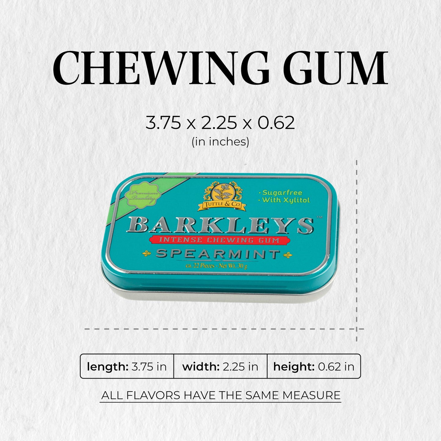 Barkleys Sugar Free Gum Variety Pack - Xylitol Gum Assortment of Peppermint, Spearmint & Cinnamon-Breath Refreshing & Long-lasti