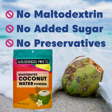 Wilderness Poets 100% Evaporated Coconut Water Powder Instant Mix, 32 Ounce (Pack of 10) - No Maltodextrin, No Fillers, No Additives