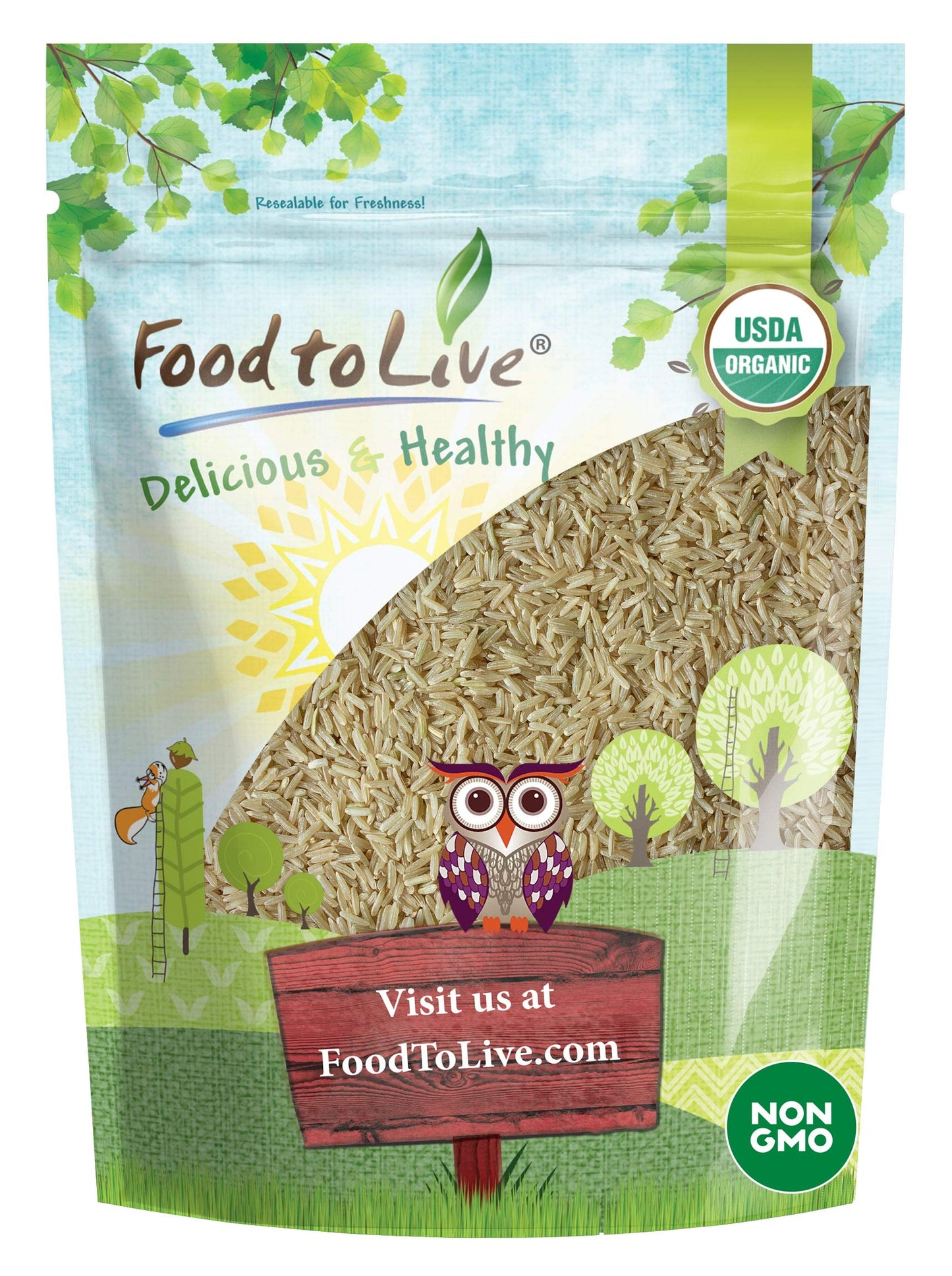 Food to Live Organic Long Grain Brown Rice, 3 Pounds - Non-GMO, Whole Grain, Raw, Non-Irradiated, Kosher, Vegan, Bulk. Chewy Tex