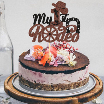 1Pcs Cowboy My 1St Rodeo Cupcake Toppers Riding Horseshoe Cowboy Hats Western Theme Happy Birthday Baby Shower Party Cake Decora