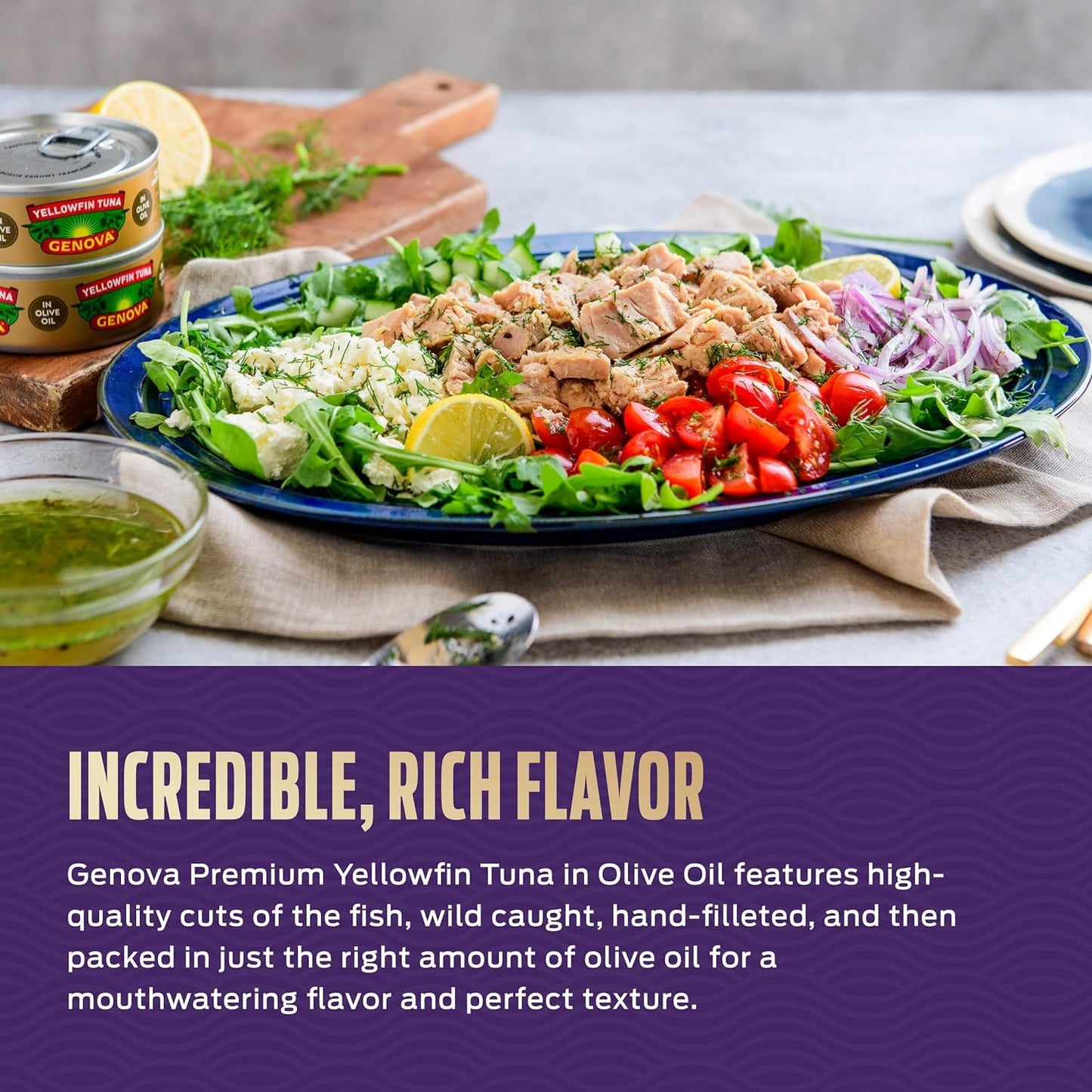 Genova Premium Yellowfin Tuna In Olive Oil, 5 Ounce Cans (Pack Of 12), Wild Caught Canned Tuna, Solid Light