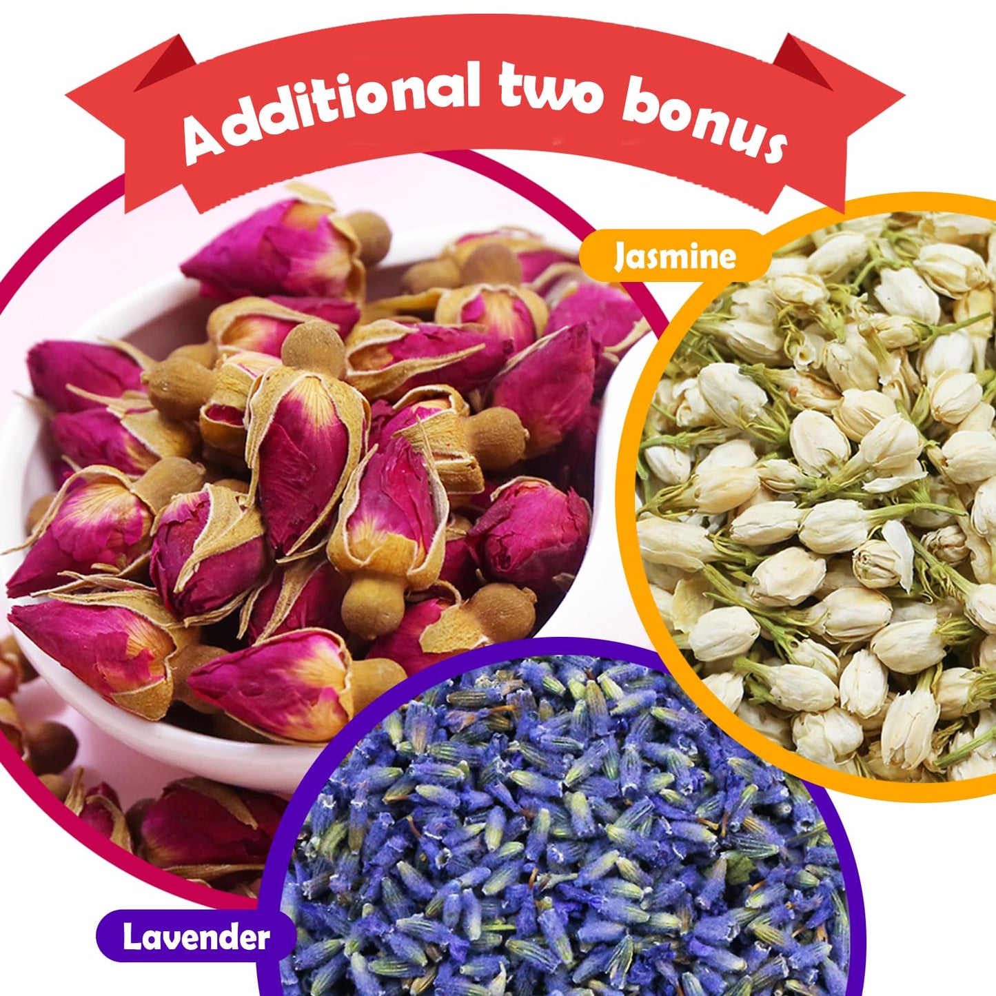 TEARELAE Premium Dried Rose Buds Edible Flowers 3oz - Natural Culinary Rosebuds for Tea, Baking, Candle & Soap Making