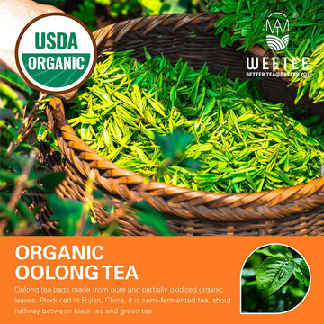 Wt Weetee Organic Oolong Tea Bags, Usda Organic Oolong Tea 100 Count, Mild & Refreshing, Natural Caffein, Unsweetened Healthy Te