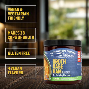 Orrington Farms Vegan Ham Flavored Broth Base, 6 oz - Plant-Based Flavoring for Soups and Dishes, Pack of 1