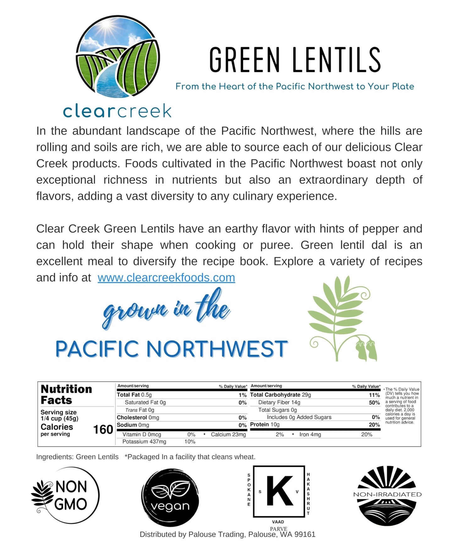 Grown In Montana Green Lentils | 18 Lbs | Non-Gmo | Kosher | Vegan | Non-Irradiated