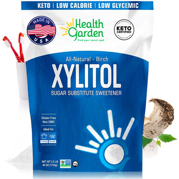Health Garden Birch Xylitol Sweetener - 2.5 Lb Resealable Bag - Pure Birch Xylitol - Non Gmo, Kosher, And Made In The U.S.A. - Ideal Powdered Sugar Substitute - Non-Gmo Sugar Alternative