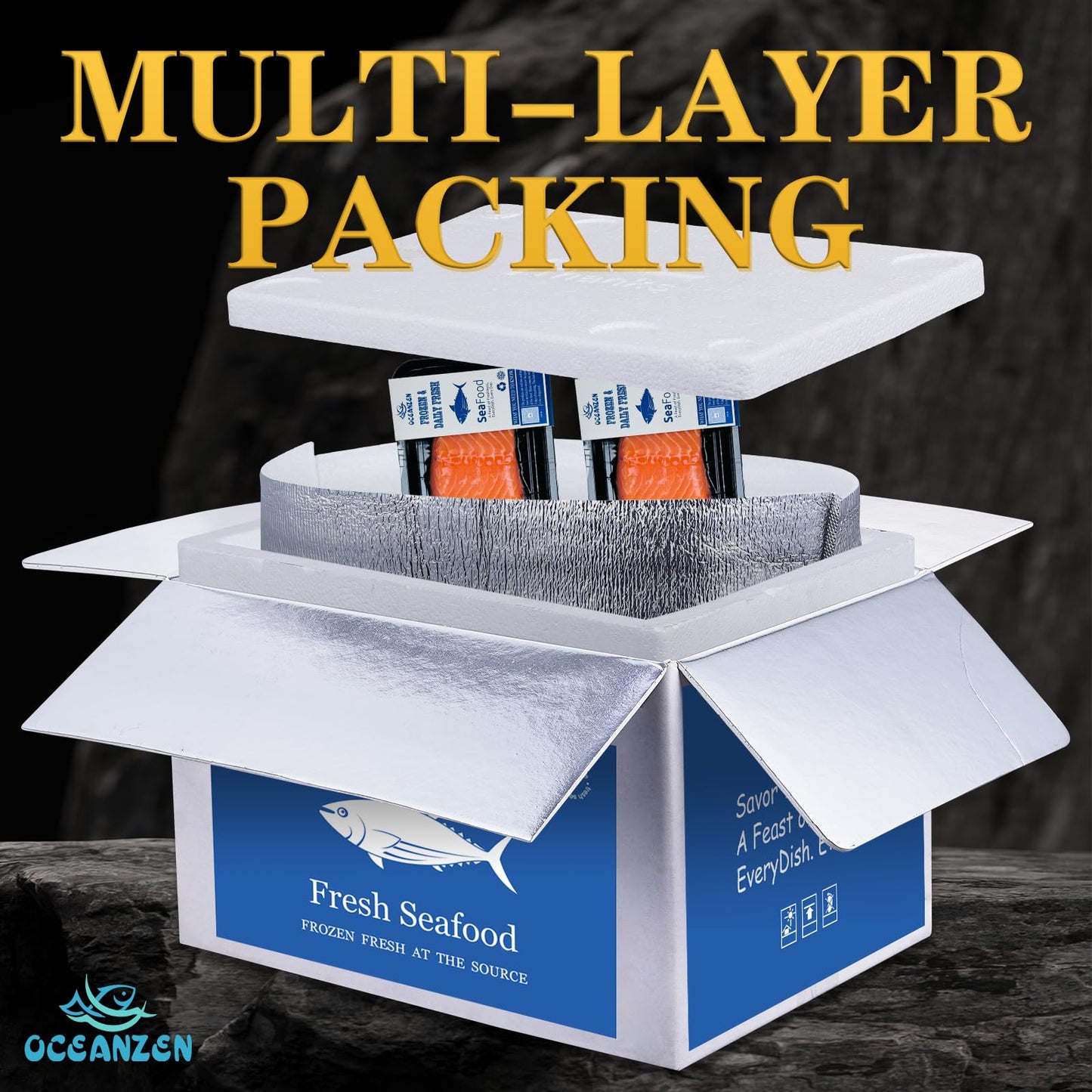 Oceanzen:Premium Quality, Atlantic Salmon -4 Packs Of (2 X 6 Oz Fresh Skinless Fillets) Shipped Frozen,Sashimi Grade - Sustainab