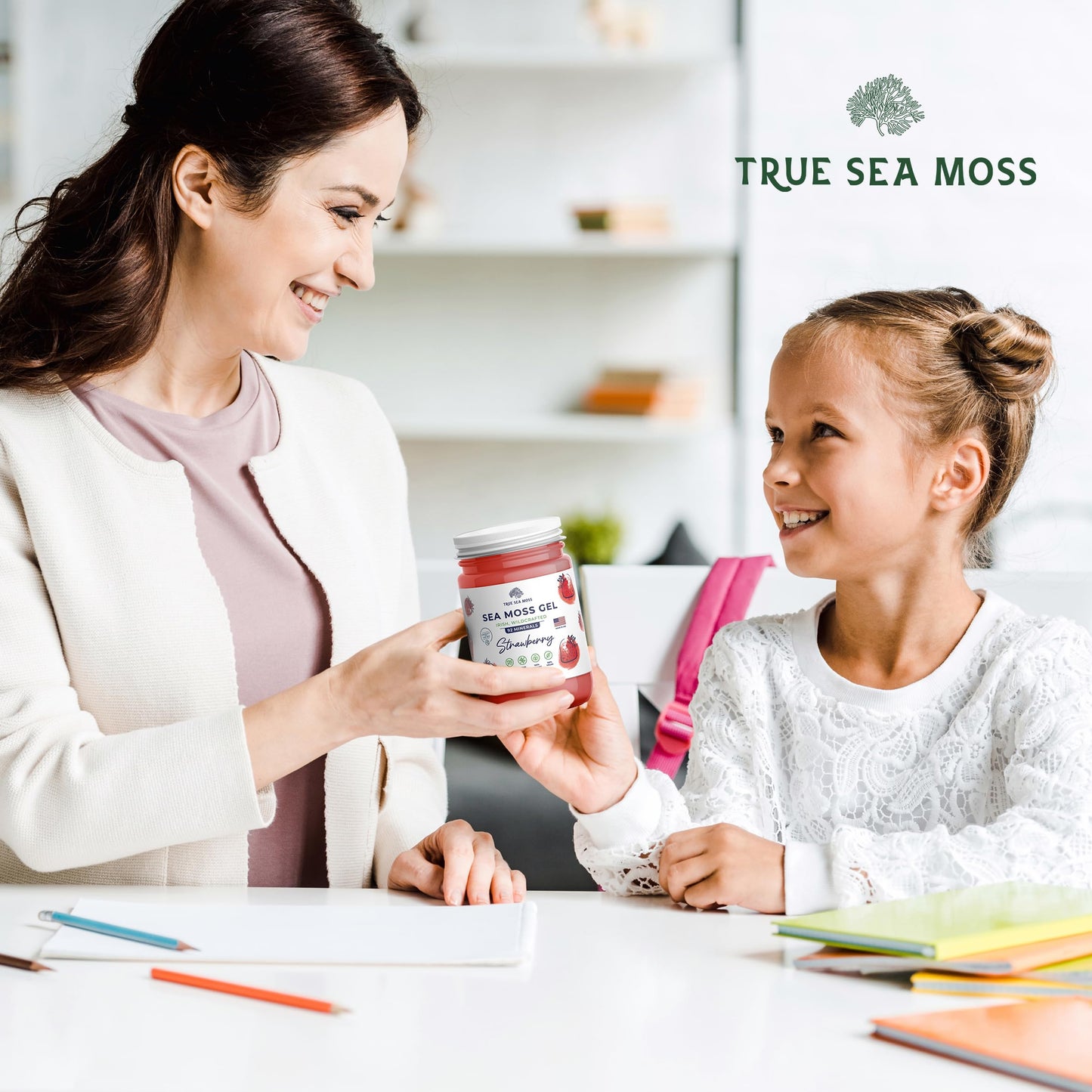 TrueSeaMoss Wildcrafted Irish Sea Moss Gel - Organic Raw Sea Moss, Vegan-Friendly, 12 Ounce, Strawberry Flavor