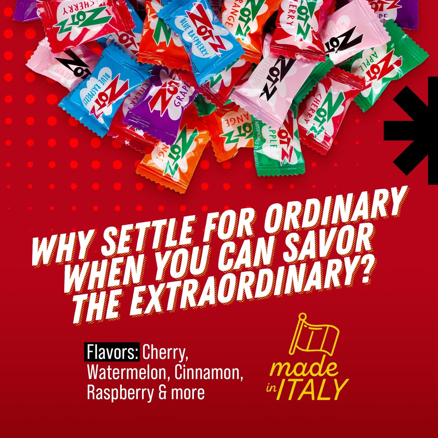 Zotz Fizzy Old Fashioned Hard Candy Assorted Fruit Flavored, Cherry, Apple, Watermelon Individually Wrapped. Filled With A Fizzy