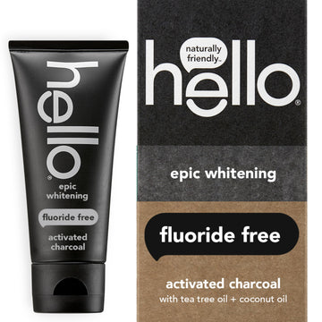 Hello Activated Charcoal Epic Teeth Whitening Fluoride Free Toothpaste, Fresh Mint And Coconut Oil, Vegan, Sls Free, Gluten Free