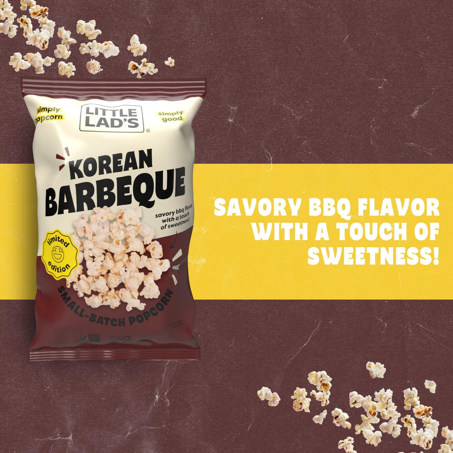 Little Lads Healthy Popcorn - Vegan, Gluten-Free, Non-Gmo Popcorn With Korean Barbecue Flavor -5.4 Oz (Pack Of 3) (5.4 Ounce (Pa
