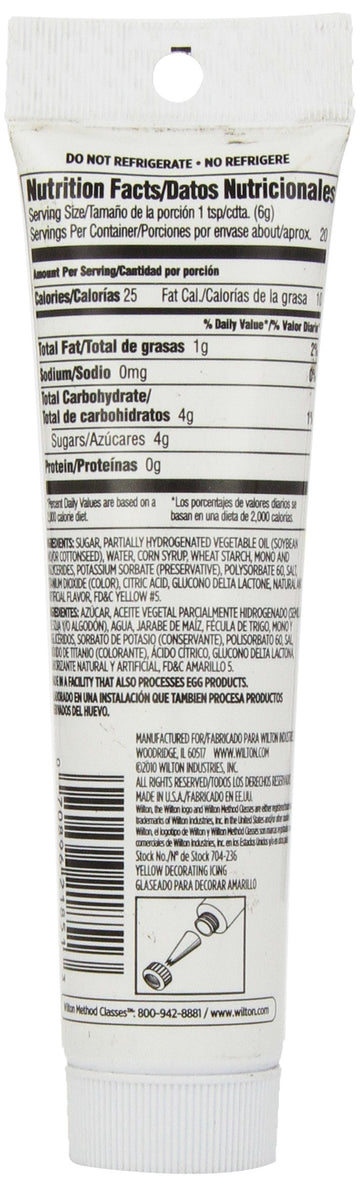 Wilton Yellow Icing Tube, Lemon