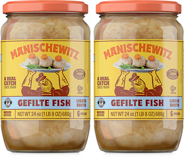 Manischewitz Gefilte Fish In Liquid Broth, Kosher For Passover, 24 Ounce (Pack Of 2)