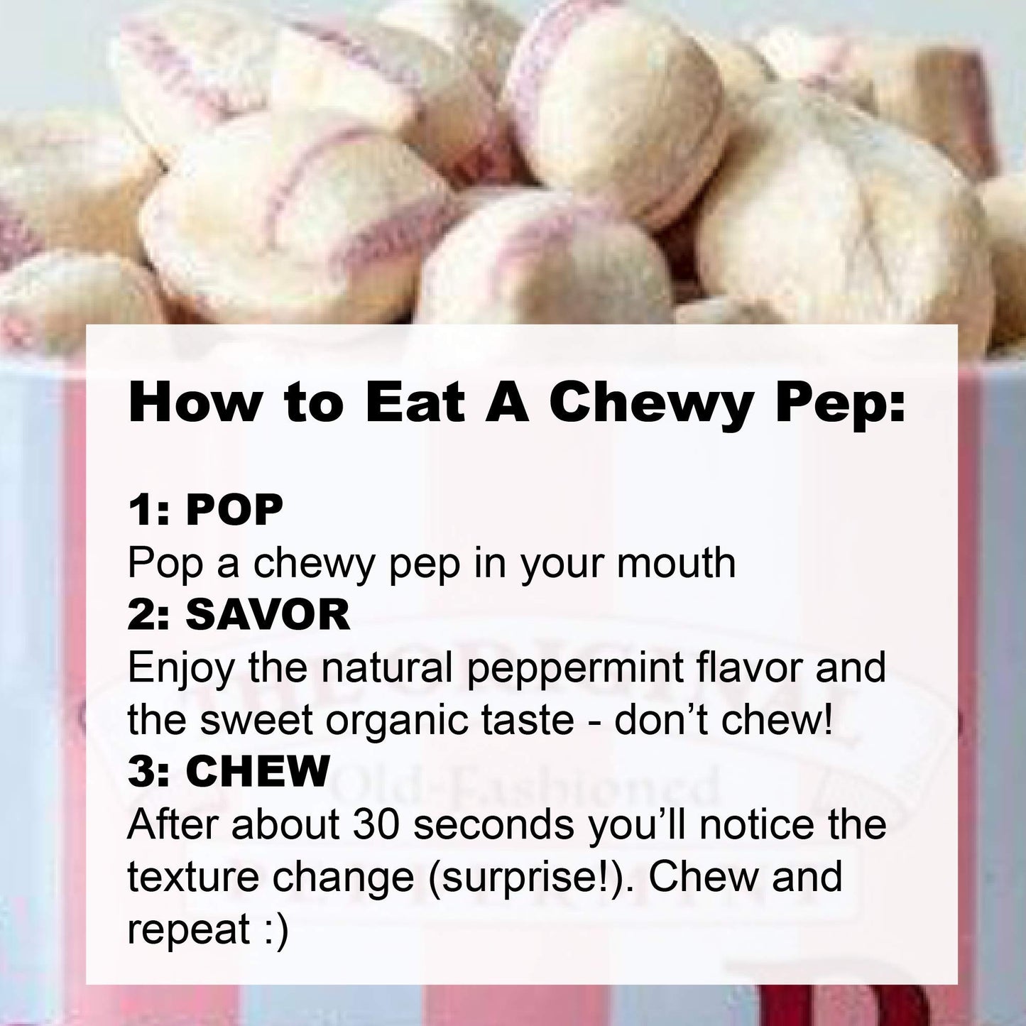 The Original Chewy Peps Peppermint Gift Tin, Handcrafted Premium Old-Fashioned Candy, Organic Non-Gmo Sustainable Ingredients, 1