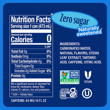 Zevia Zero Sugar, Vanilla Cola Soda, 16 Fl Oz Cans (Pack of 12)