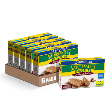 Nature Valley Biscuit Sandwiches, Cinnamon Almond Butter, 10 Bars, 13.5 oz (Pack of 6)