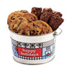 Davids Cookies Happy Holiday Assorted Cookies Bucket Sampler - 1.3Lbs Assorted Gourmet Cookies with Chocolate Chip Brownies and