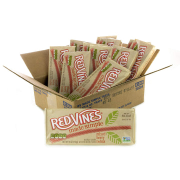 Red Vines Made Simple Licorice, Mixed Berry Flavored Twists, 4oz Tray (12 Pack), Soft & Chewy Candy, Assorted (50204)