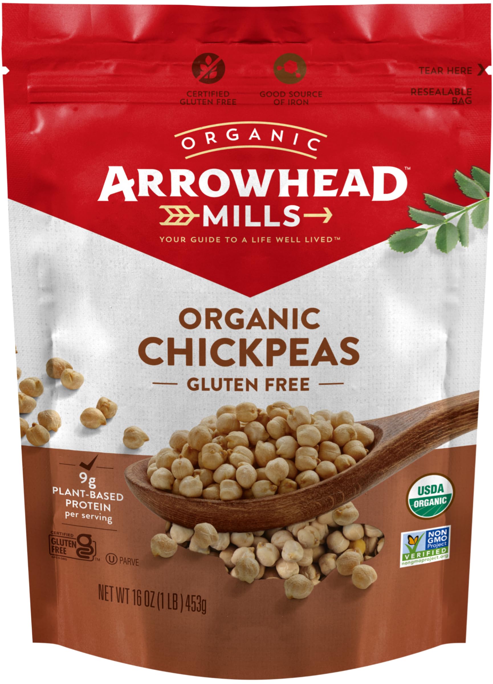 Arrowhead Mills Organic Chickpeas (Garbanzo), 16 oz Bag