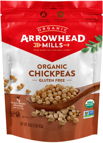 Arrowhead Mills Organic Chickpeas (Garbanzo), 16 oz Bag