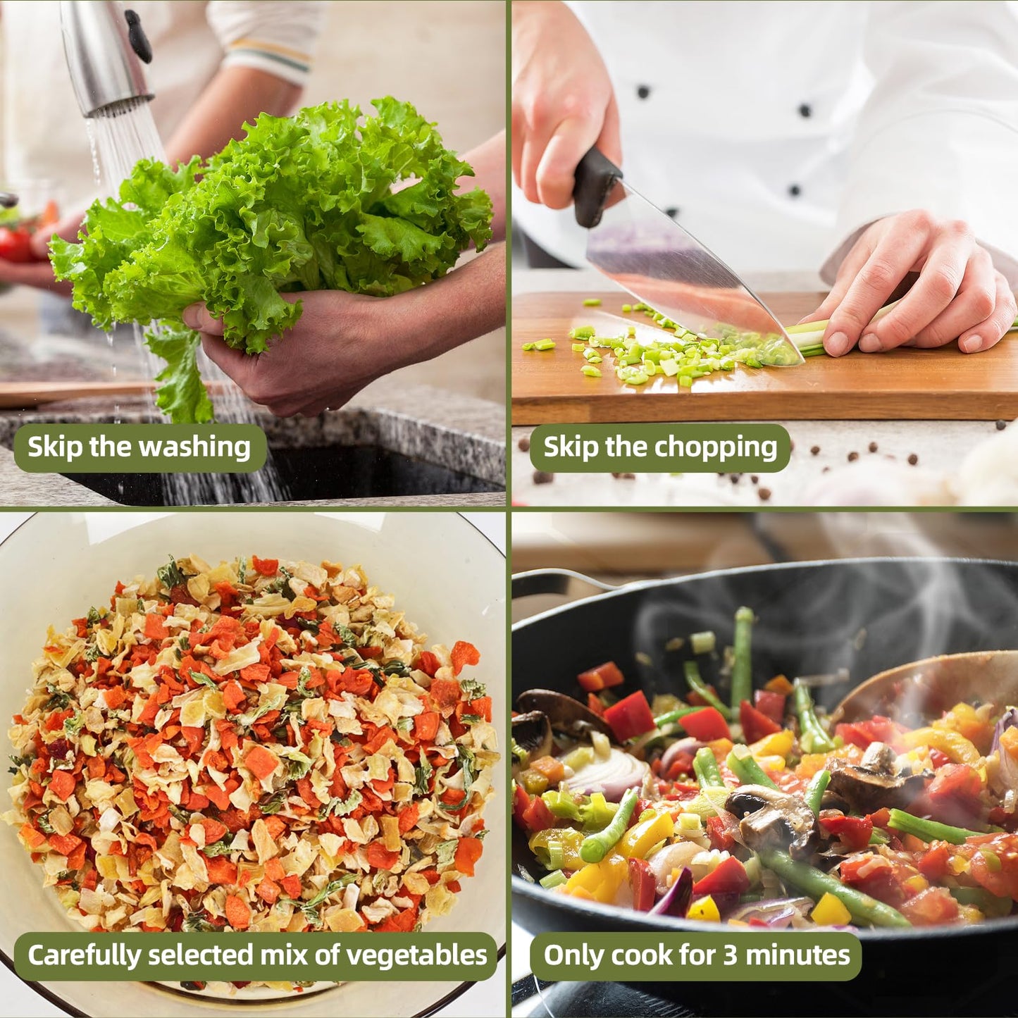 Besway Dehydrated Vegetables 16 Oz, Potatoes, Carrots, Onion Flakes, Cabbage, Celery, Bell Peppers, Perfect For Soups, Stews, Ca