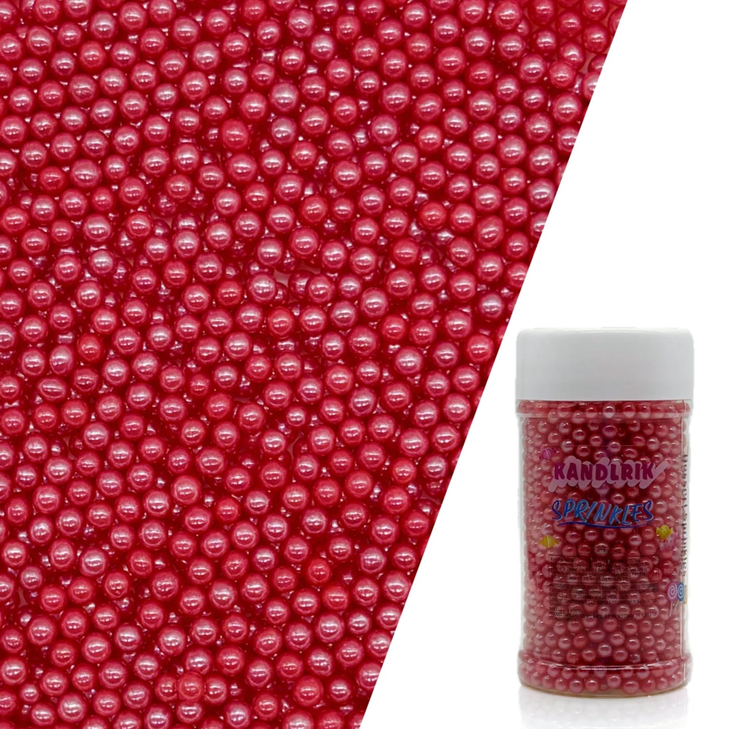 Edible Red Pearl Sugar Sprinkles Candy 4mm Mini Pearls Cake Decorations Cupcake Toppers Cookie Decorating Perfect for Wedding Pa
