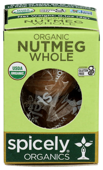 Spicely Organic Nutmeg Whole 0.10 Ounce ecoBox Certified Gluten Free