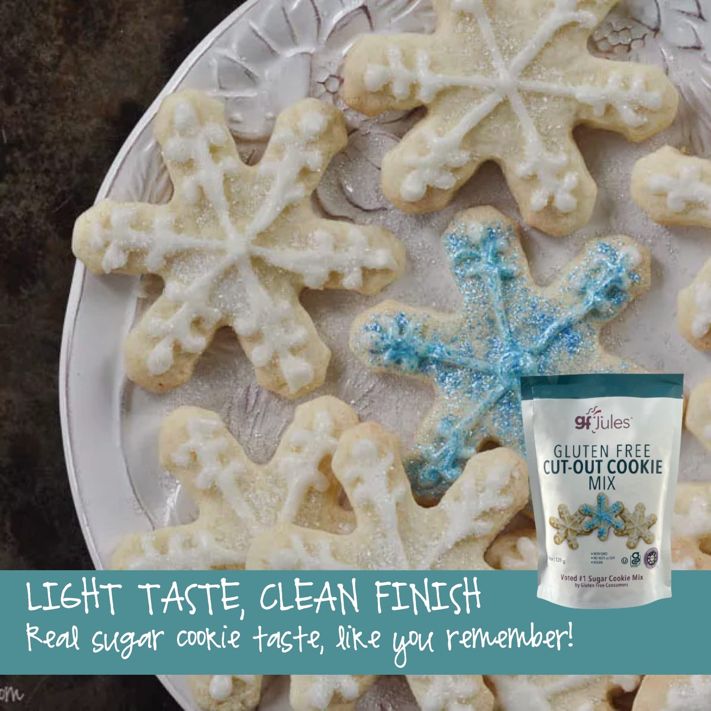 gfJules Certified Gluten Free Cut Out Cookie Baking Mix | No Grit, Non-GMO, Vegan | Certified Top 9 Allergen-Free & Kosher | Mak