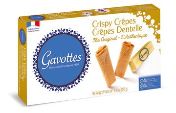 Gavottes Gourmet French Lace Crispy Crepes, 2 Pack, Individually Wrapped, 4.41 oz Each, Gold, Model 41863