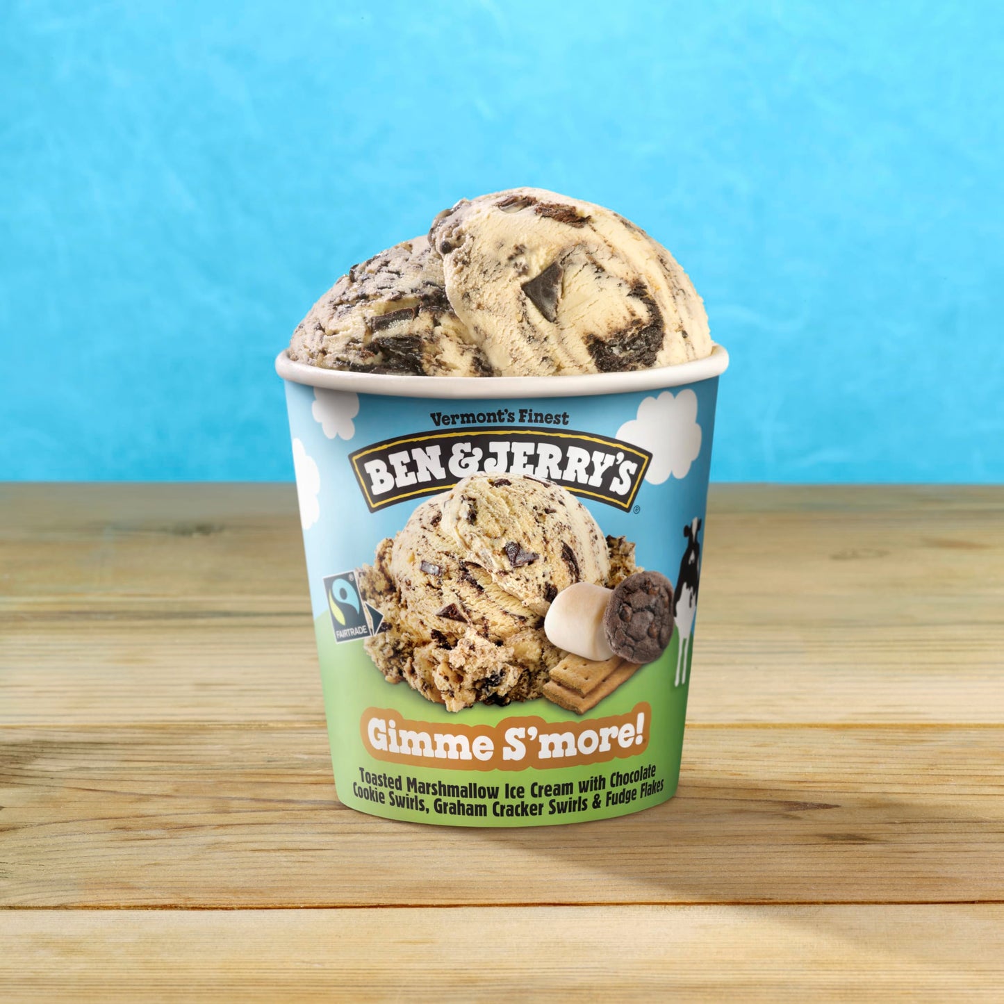 Ben & Jerrys Gimme Smore Toasted Marshmallow Ice Cream Pint Non-GMO 16 oz