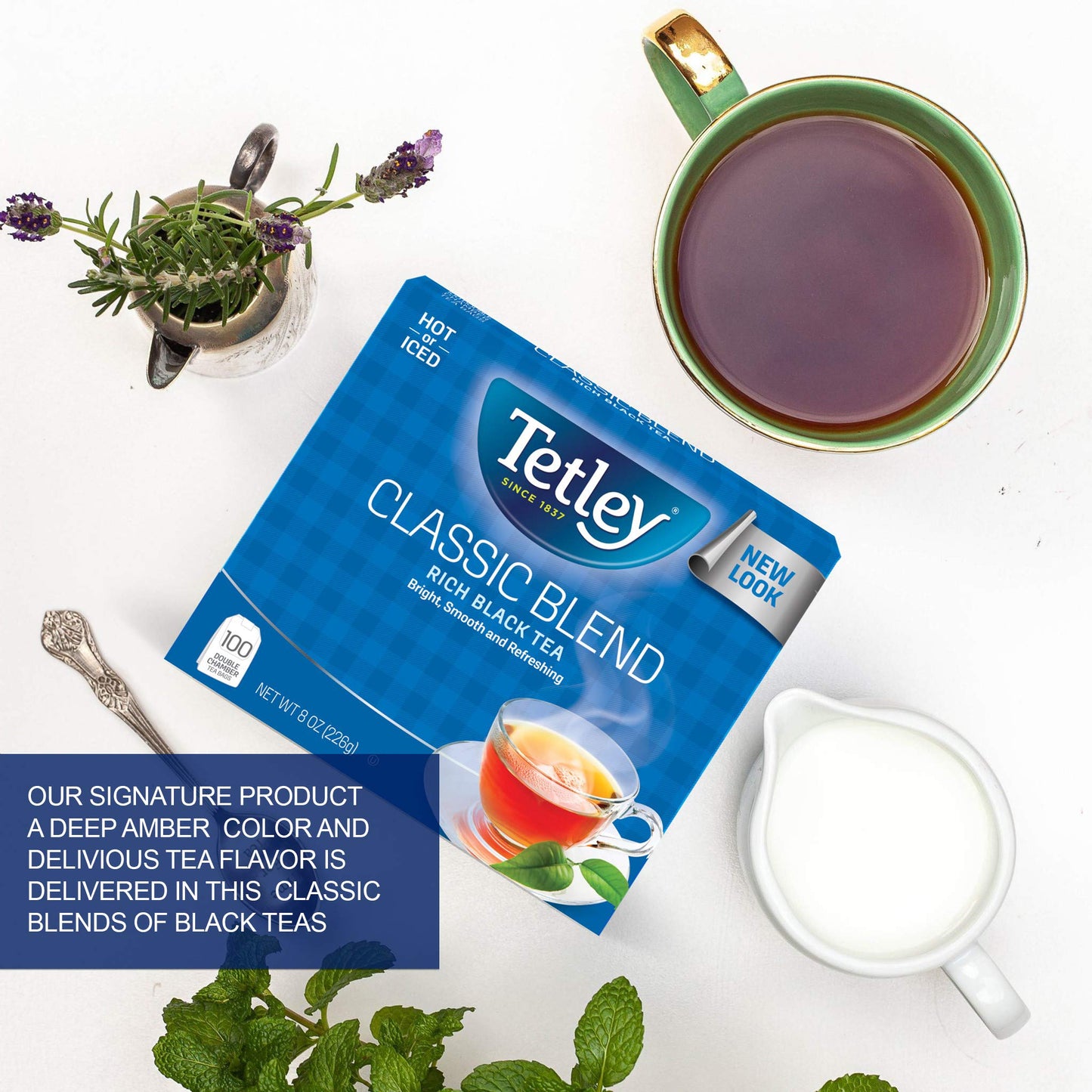 Tetley Classic Blend Premium Black Tea, Rainforest Alliance Certified, 100 Count (Pack Of 12)