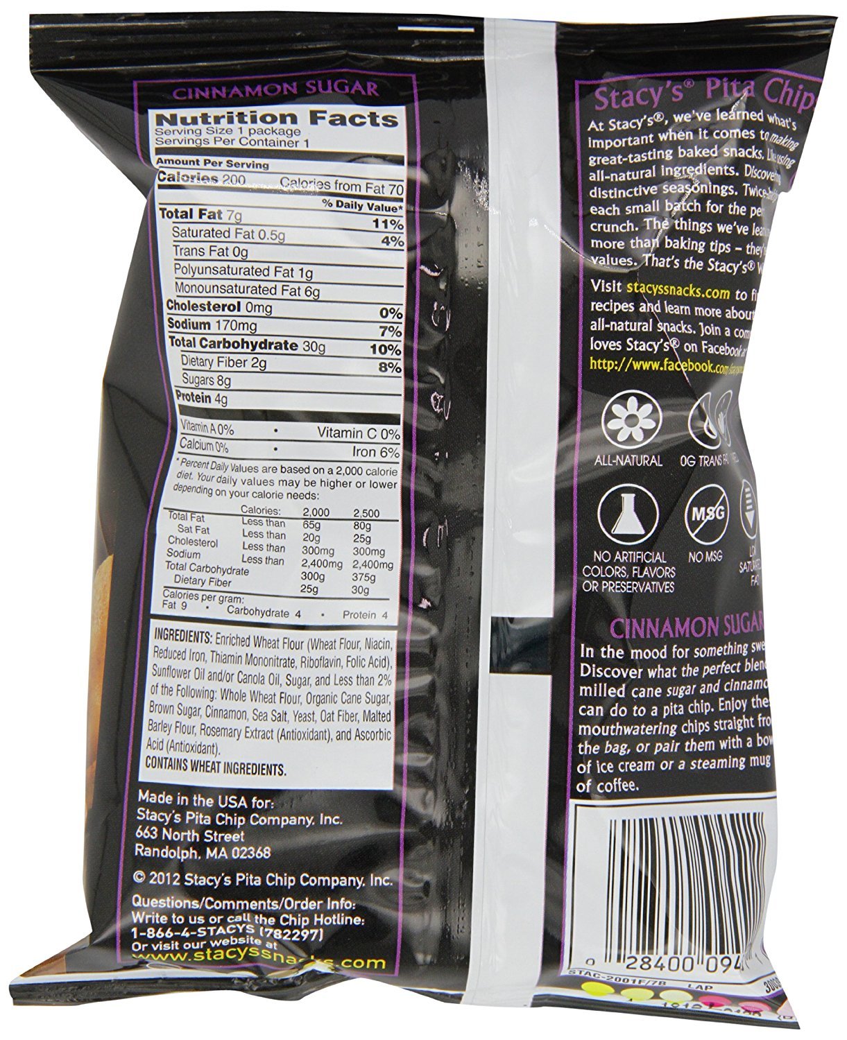 Stacy'S Cinnamon Sugar Flavored Pita Chips, 7.33 Ounce (Pack Of 5)