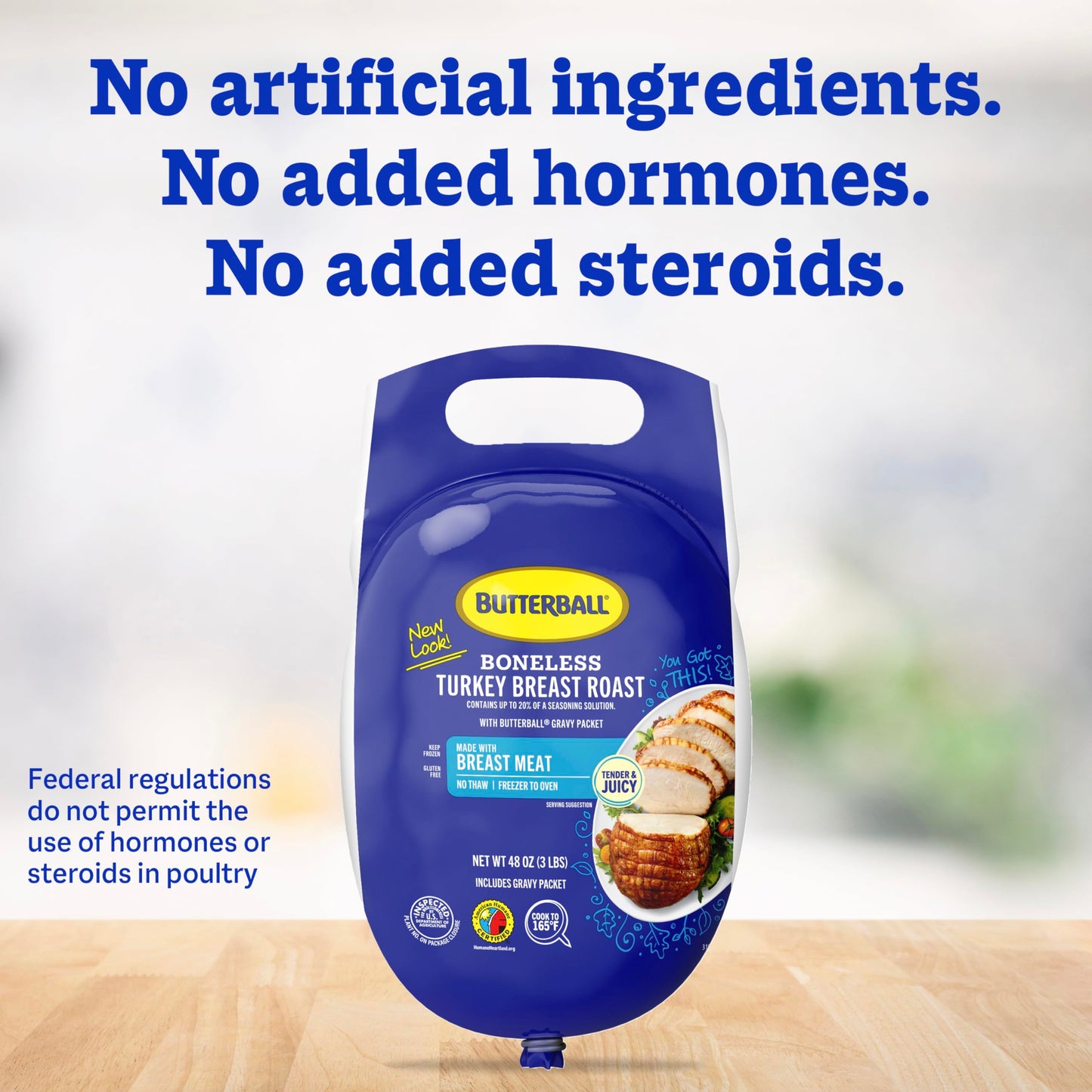 Butterball, Frozen Boneless Turkey Breast Roast with Gravy Packet, 3lbs.
