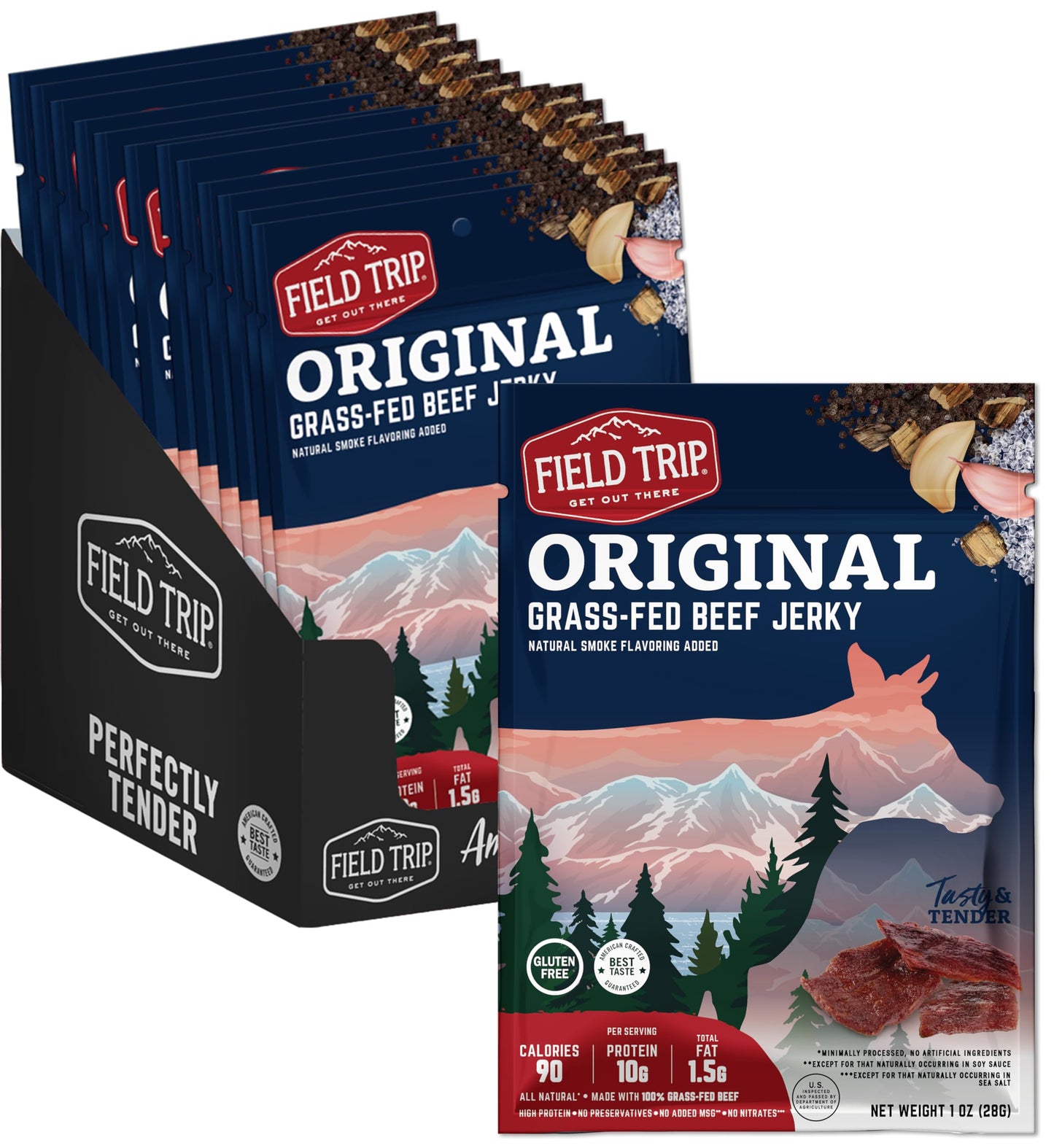 Field Trip Beef Jerky, Original, 1 Oz Bag, 12 Bags/Carton