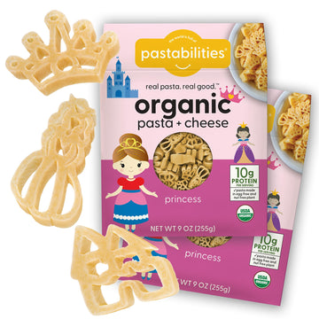 Pastabilities Organic Pasta Mac and Cheese for Kids - Princess Shaped - Princess, Castle, & Crown Fun Theme, Non-GMO Natural Whe