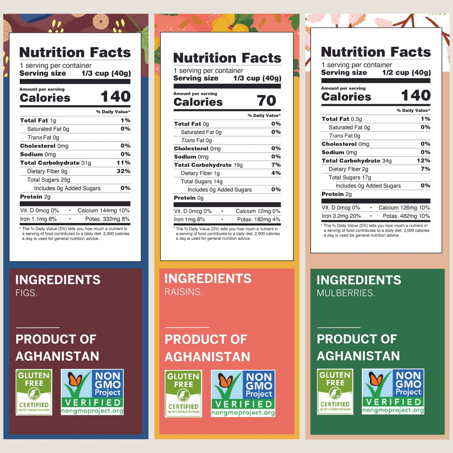 Variety Fruit & Nut Bundle By Ziba | Heirloom Almonds, Salted Pistachios, Sweet Apricot Kernels, Sun-Dried Figs, Dried White Mul