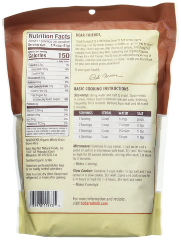 Bob'S Red Mill Cereal Brown Rice Hot Org, 24 Ounce, Pack Of 4