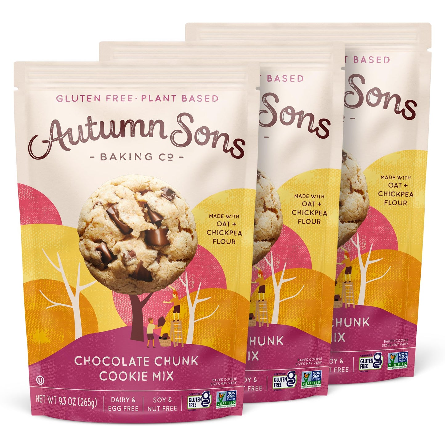 Autumn Sons Baking Co. Gluten Free Chocolate Chunk Cookie Mix. Vegan Plant Based Baking Mix. Top 9 Allergen Free. Dairy Free Nut Free Soy Free Non Gmo 9.3 Oz (Pack Of 3)