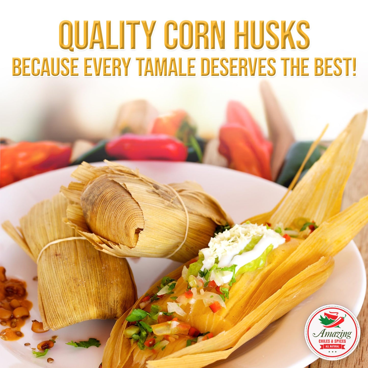 Amazing Chiles & Spices Corn Husks for Tamales - 1 LB Natural Dried Tamale Wrappers, Perfect for Authentic Flavorful Tamales