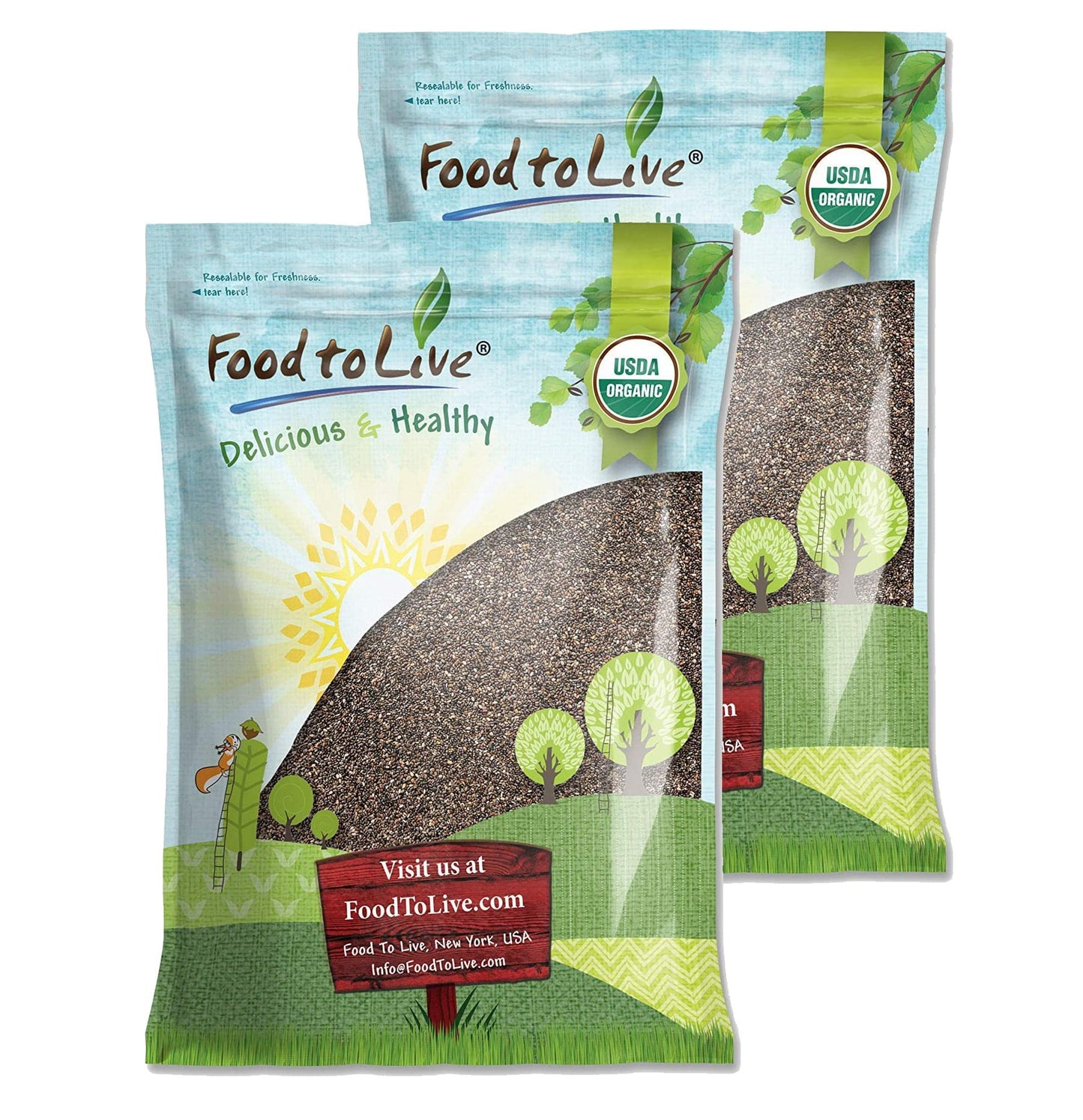Organic Black Chia Seeds, 20 Pounds - Non-Gmo, Whole, Sproutable, Vegan, Kosher, Keto, Sirtfood, Bulk. Rich In Essential Fatty Acids, Fiber, Protein. Great For Chia Pudding, Smoothie, Oatmeal