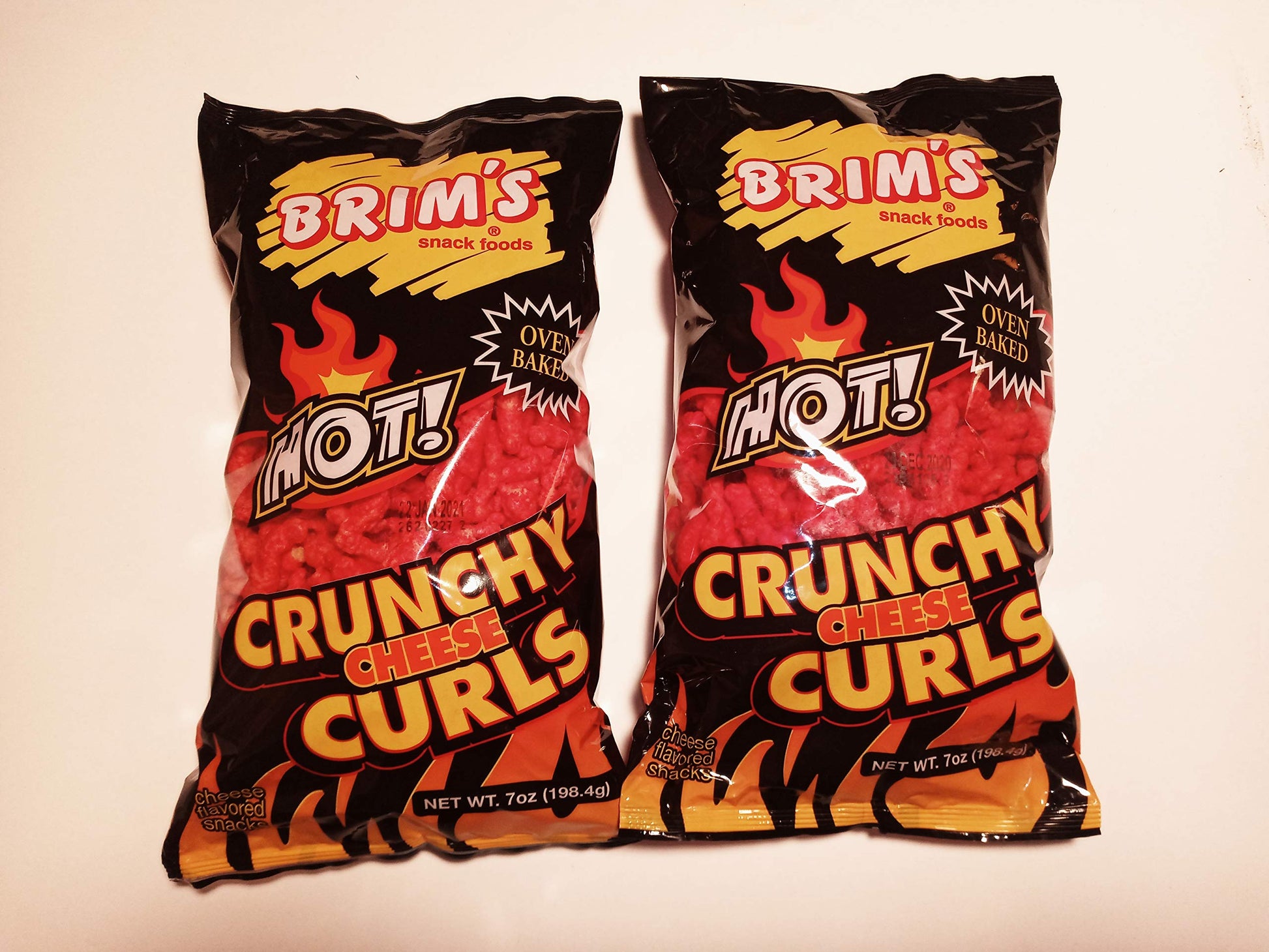 Brims Hot Crunchy Cheese Curls 2 Packs each 7 oz bags