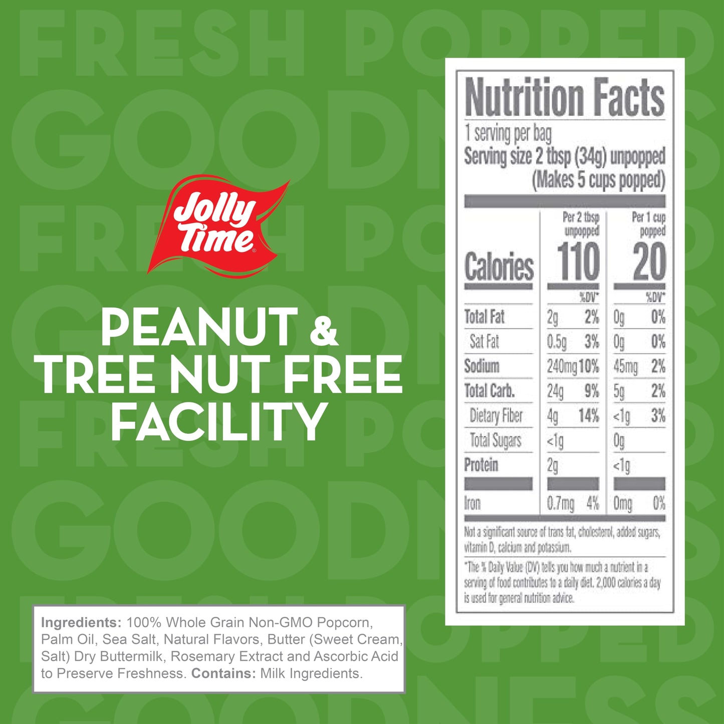 Jolly Time T Healthy Pop Microwave Popcorn, Low Fat Gluten Free Non-Gmo (Healthy Pop 100'S - Butter & Sea Salt, 1.2 Ounce (Pack