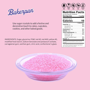 Bakerpan Sugar Sprinkles For Baking - 7 Ounce Pastel Pink Decorating Sugar Crystals For Cookies, Cake Pops, Ice Cream (Made In U