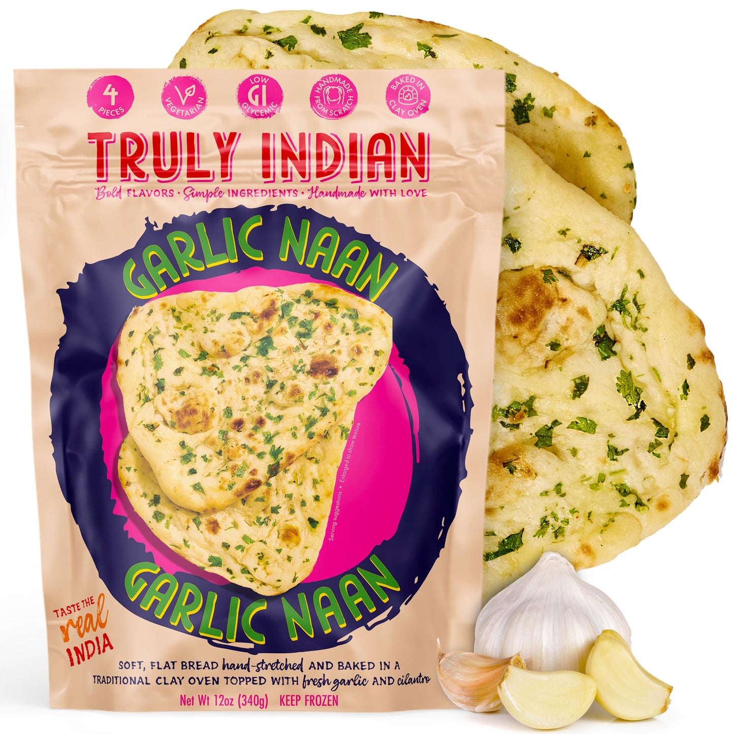 TRULY INDIAN, Indian Food, Garlic Naan, 12 OZ