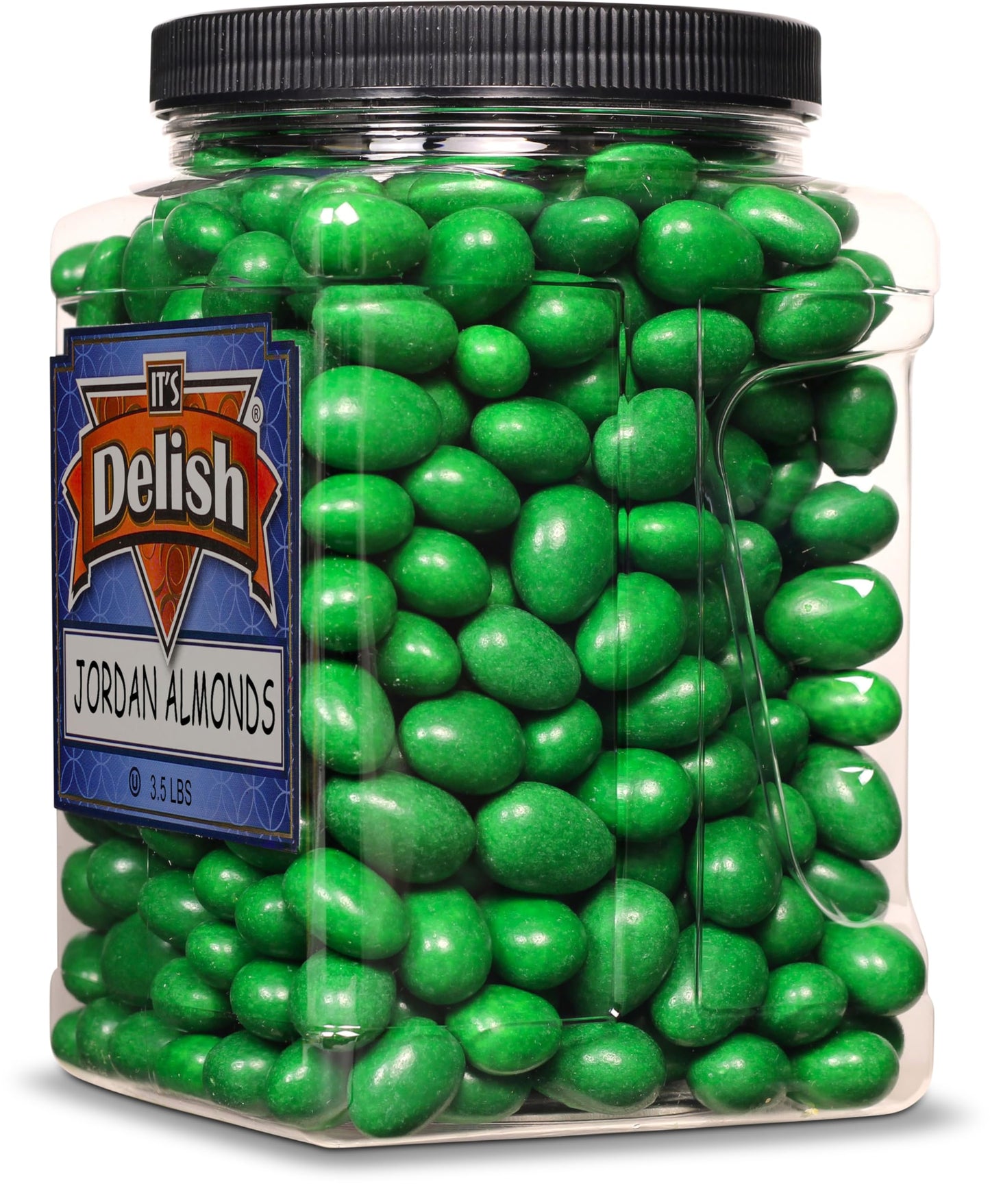 Dark Green Jordan Almonds By Its Delish, 3.5 Lbs. Jumbo Container | Candied Almond Nut With Sweet Hard Candy Coating - Weddings