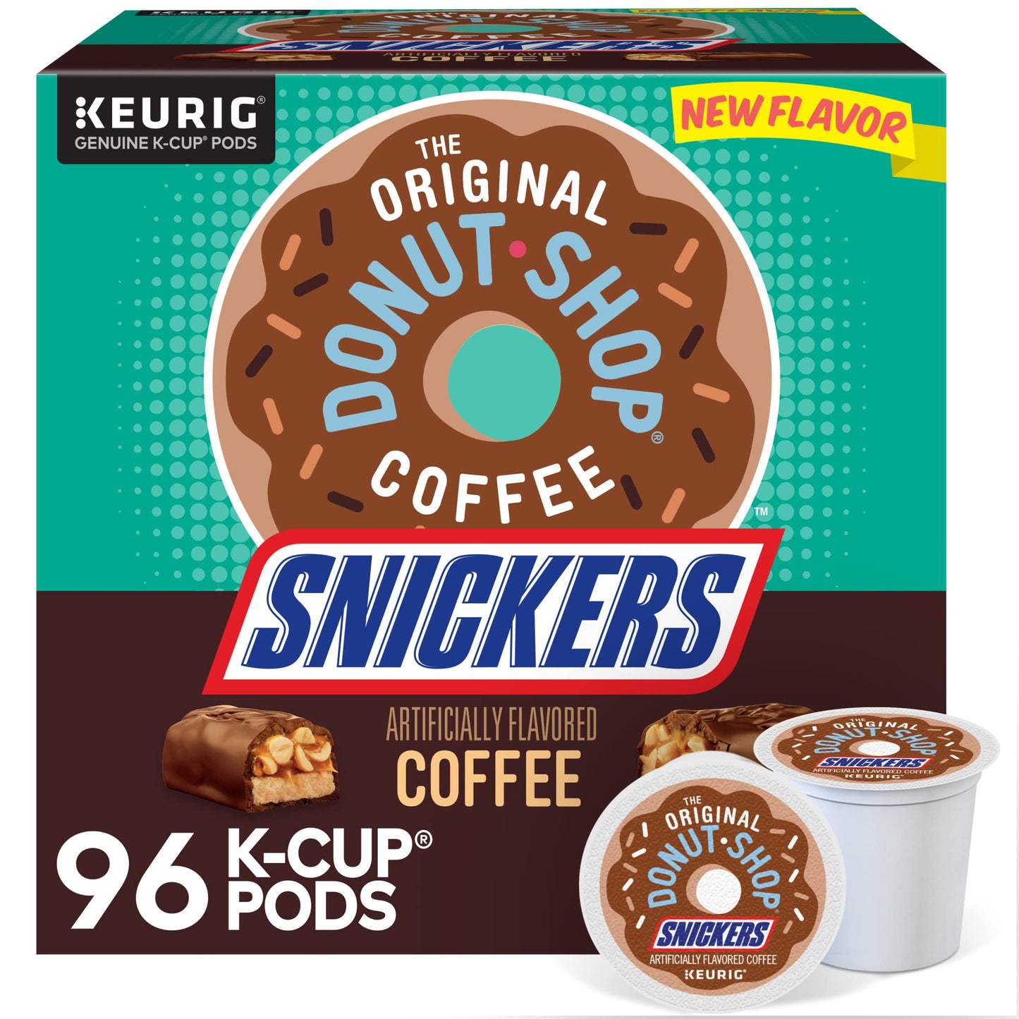 The Original Donut Shop Snickers Coffee, Keurig Single Serve K-Cup Pods, Flavored Coffee, 12 Count