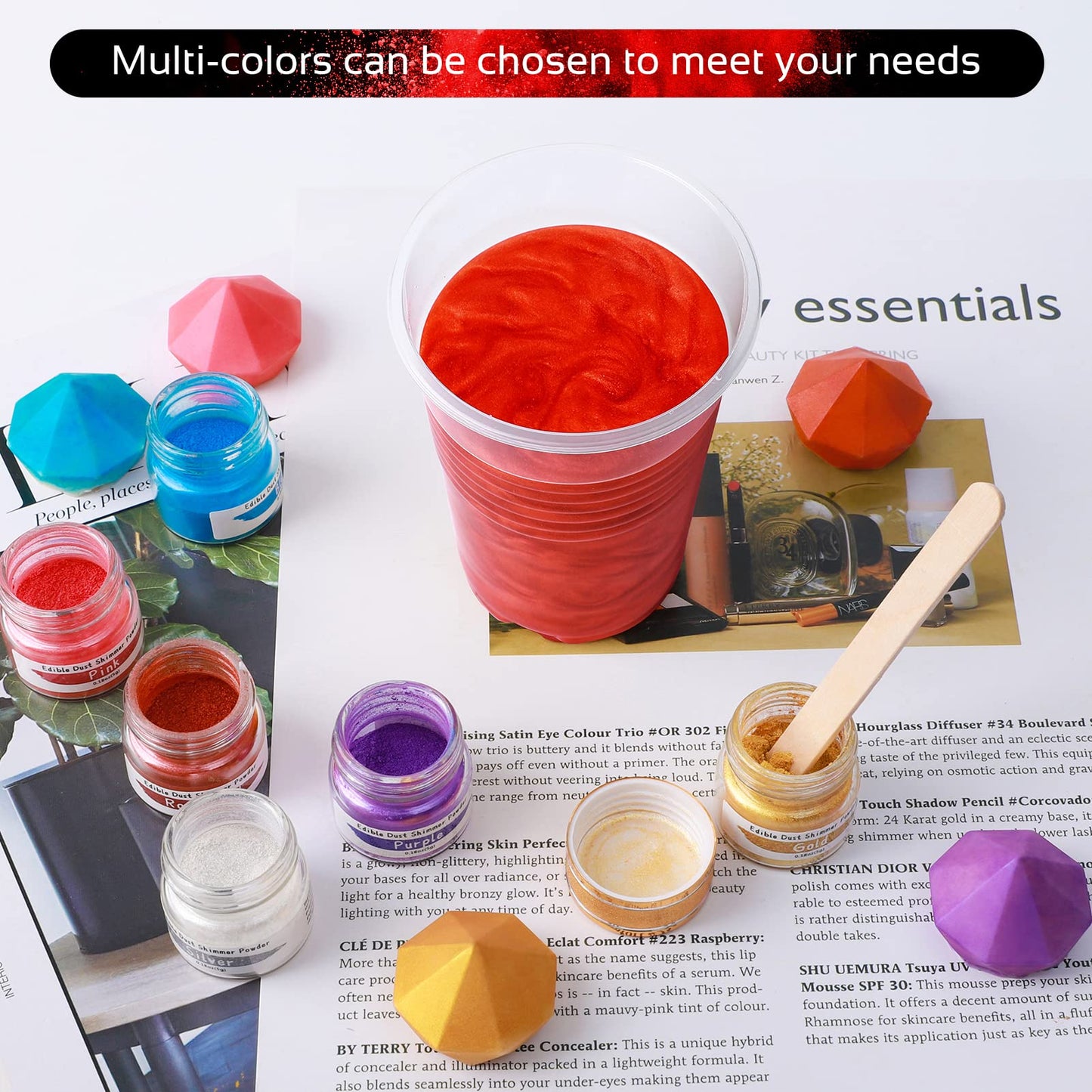Jelife Red Edible Luster Dust - 5 Grams Food Grade Cake Dust Shimmer Powdered, Edible Metallic Powder Food Coloring for Cake Dec