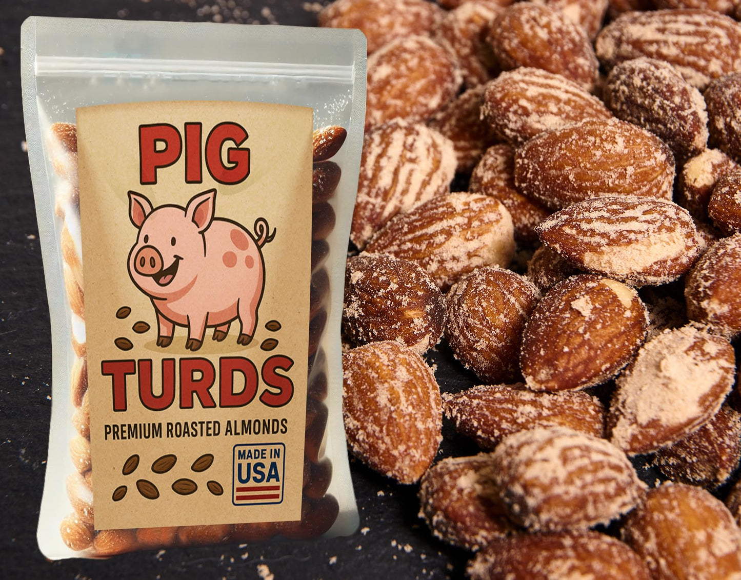 Pig Turds Perfectly Salted Slow Roasted Almonds - Ideal Snack For Any Occasion, Crafted In Small Batches, Perfect Easter Basket