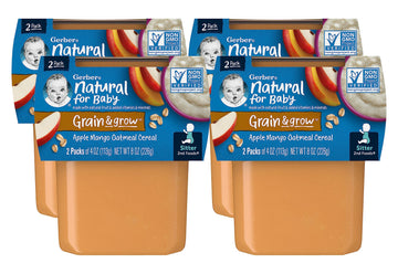 Gerber Natural For Baby 2Nd Foods Apple Mango Oatmeal Cereal (Pack Of 4)