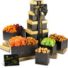 NUT CRAVINGS Fathers Day Gourmet Dad Treats - Dried Fruit & Mixed Nuts Gift Basket, in Black Tower + Ribbon (8 Assortments) Food